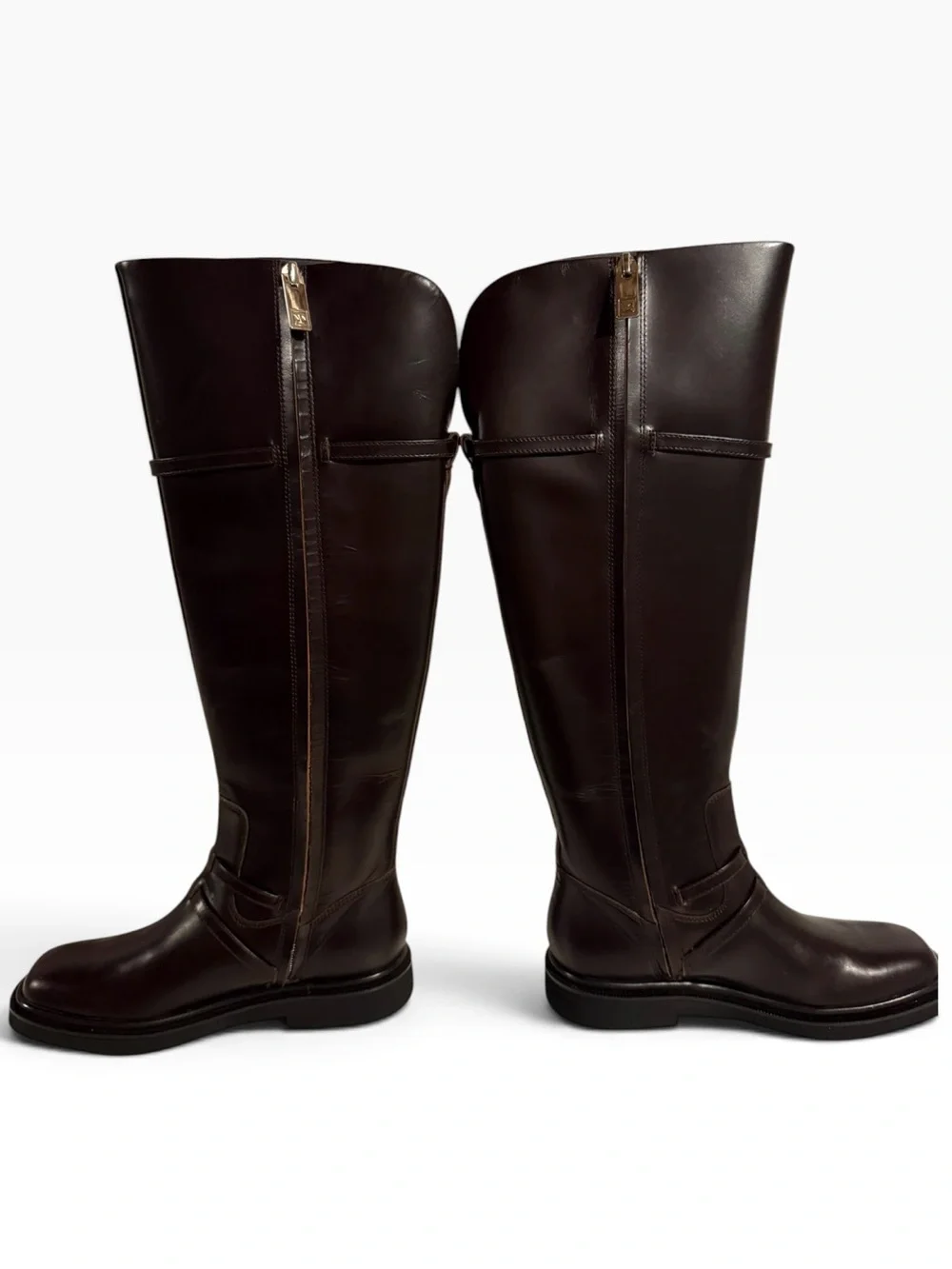 Franco Sarto Women's Leather Riding Boots - Dark Brown